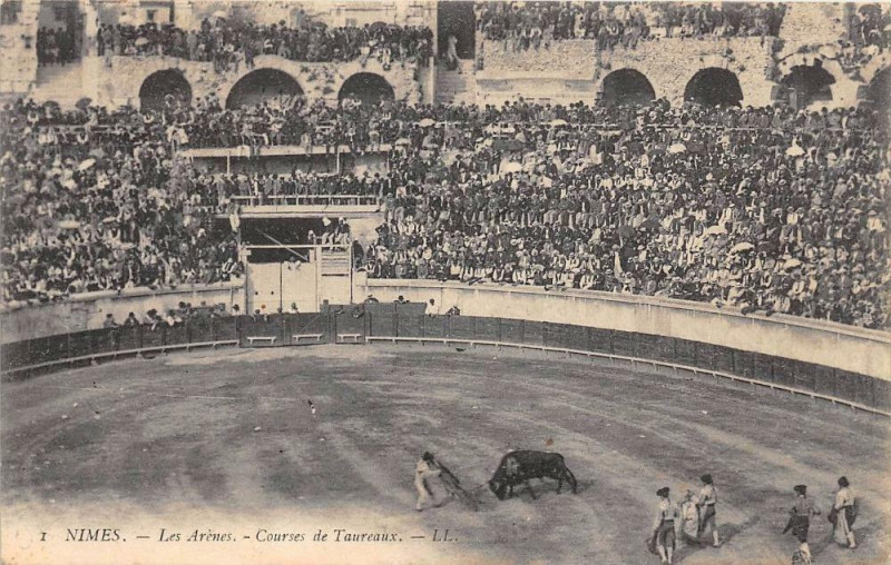 Carte postale ancienne Nimes Les Arenes Courses De Taureaux à Nîmes