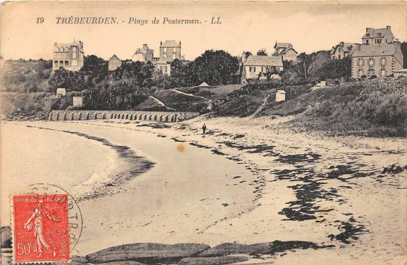 Carte postale ancienne Trebeurden Plage De Postermen à Trébeurden