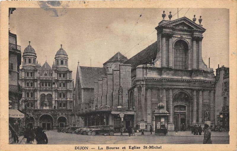 Carte postale ancienne Dijon La Bourse Eglise Michel à Dijon
