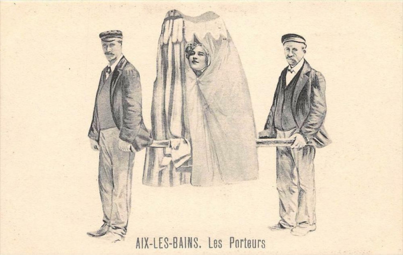 Carte postale ancienne Aix Les Bains Les Porteurs à Aix-les-Bains