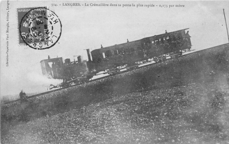 Carte postale ancienne Langres La Cremaillere Dans Sa Pente La Plus Rapide à Langres