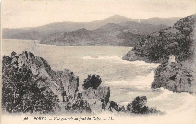 Carte postale ancienne 20 Corse Porto Vue Generale Au Fond Du Golfe à Orto