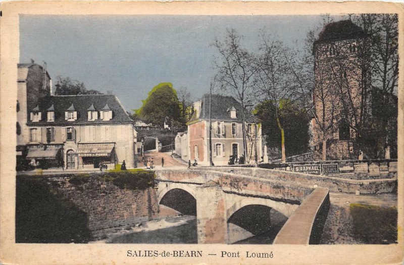 Carte postale ancienne Salies De Bearn Pont Loume