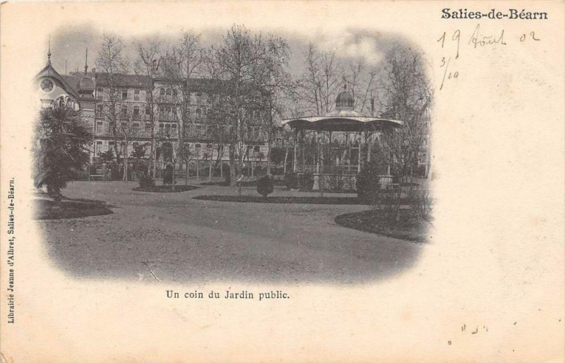 Carte postale ancienne Salies De Bearn Un Coin Du Jardin Public  (dos non divisé)