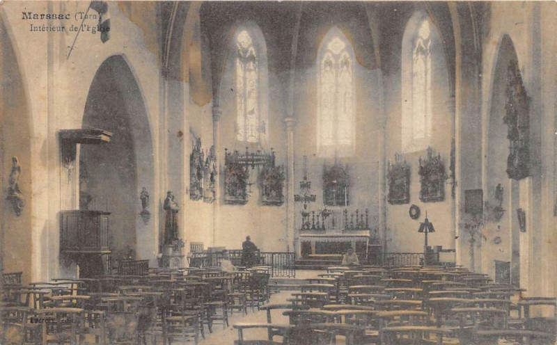 Carte postale ancienne Marssac Interieur De L'Eglise
