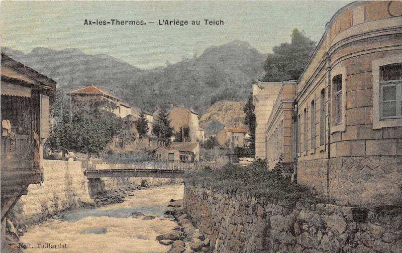 Carte postale ancienne Ax Les Thermes L'Ariege Au Teich (cpa toilée émaillée à Ax-les-Thermes