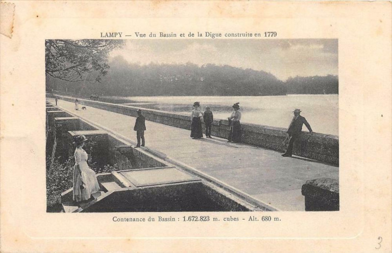 Carte postale ancienne Lampy Vue Du Bassin Et De La Digue