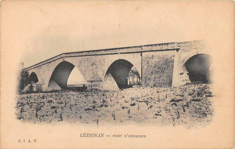 Carte postale ancienne Lezignan Pont D'Ornaison  (dos non divisé)