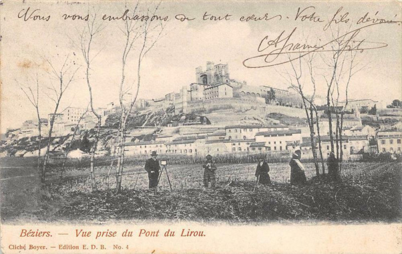 Carte postale ancienne Beziers Vue Prise Du Pont Du Lirou (photographe à Béziers