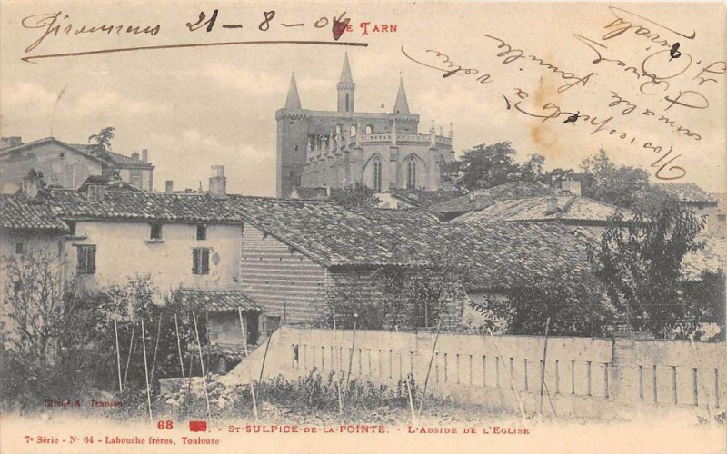 Carte postale ancienne Saint Sulpice De La Pointe L'abside de l'église (dos non divisé)
