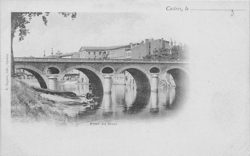Carte postale ancienne Castres Pont De Metz (dos non divisé) à Castres