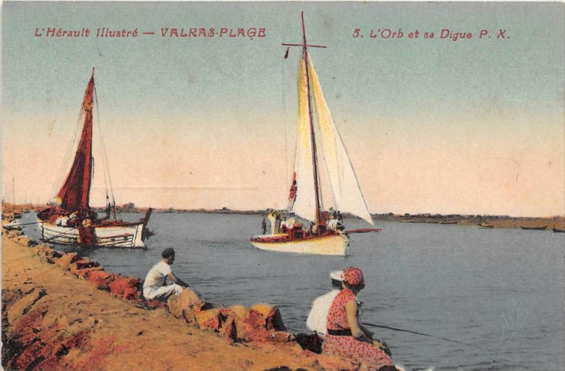 Carte postale ancienne Valras L'Orb Et Sa Digue