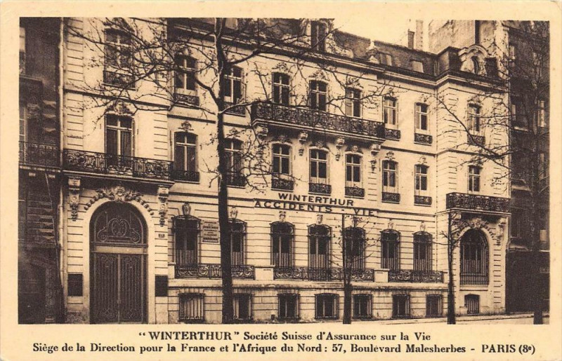 Carte postale ancienne Paris Assurances Winterthur à Paris