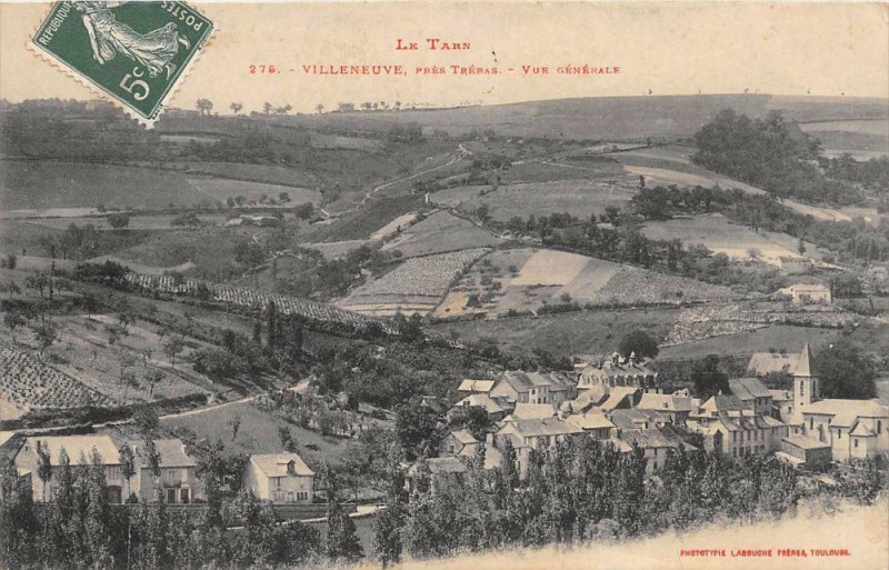 Carte postale ancienne Villeneuve Pres Trebas Vue Generale à Trébas