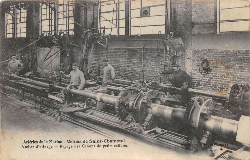 Carte postale ancienne Acieries De La Marine Usines De Saint Chamond Atelier D'Usinage Rayage De à Saint-Chamond