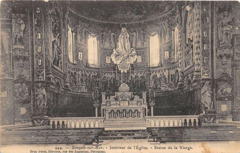 Carte postale ancienne Banyuls Sur Mer Interieur De L'Eglise à Banyuls-sur-Mer