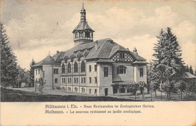 Carte postale ancienne Mulhouse Le Nouveau Restaurant Au Jardin Zoologique à Mulhouse