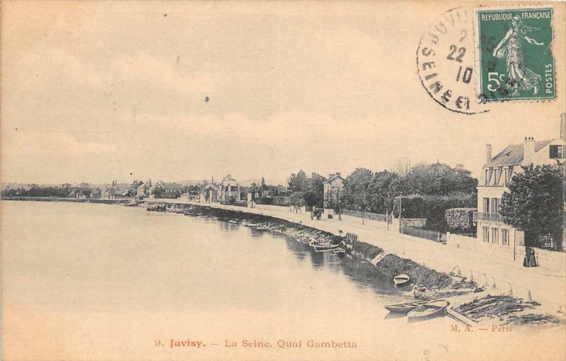 Carte postale ancienne Juvisy La Seine Quai Gambetta