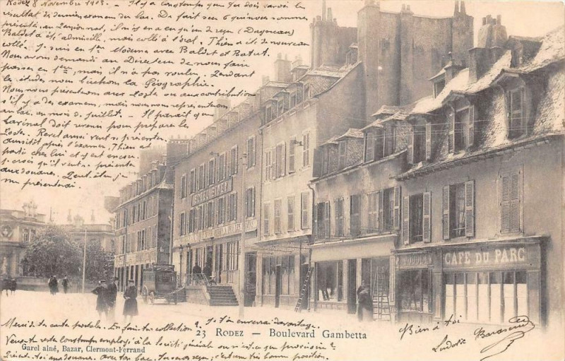 Carte postale ancienne Rodez Boulevard Gambetta (dos non divisé) à Rodez