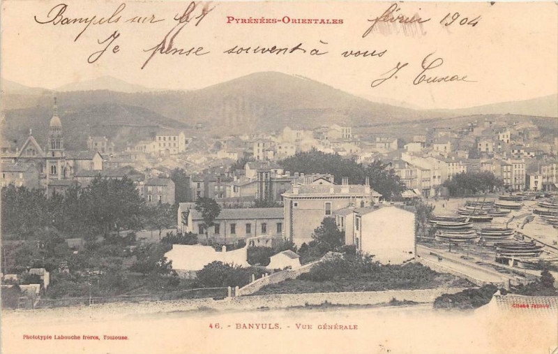 Carte postale ancienne Banyuls Vue Generale (dos non divisé)