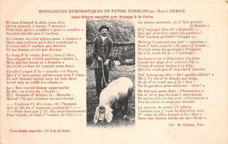 Carte postale ancienne Monologues Humoristiques En Patois Normand Jean Pierre Raconte Son Voyage