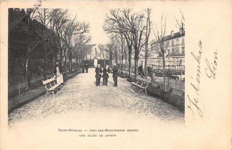 Carte postale ancienne Saint Nicolas Issy Les Moulineaux Une Allee De Jardin (dos non divisé) à Issy-les-Moulineaux