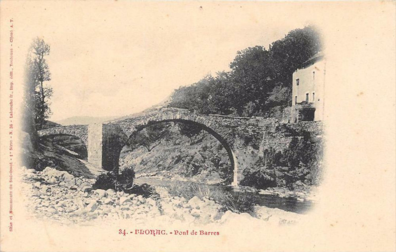 Carte postale ancienne Florac Pont De Barres (dos non divisé)