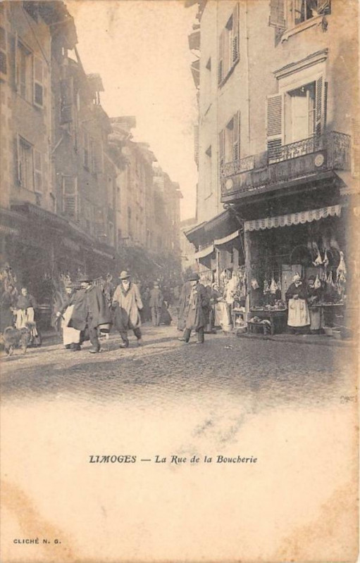 Carte postale ancienne Limoges Rue De La Boucherie (dos non divisé) à Limoges