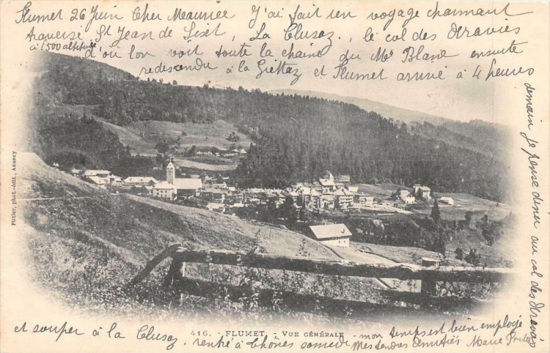 Carte postale ancienne Flumet  Vue Generale (dos non divisé) à Flumet