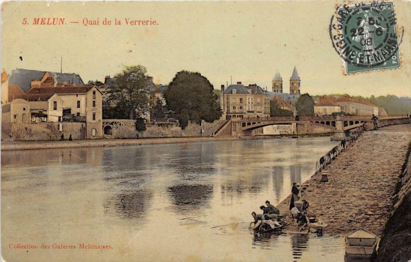Carte postale ancienne Melun  Quai De La Verrerie (cpa glacée à Melun