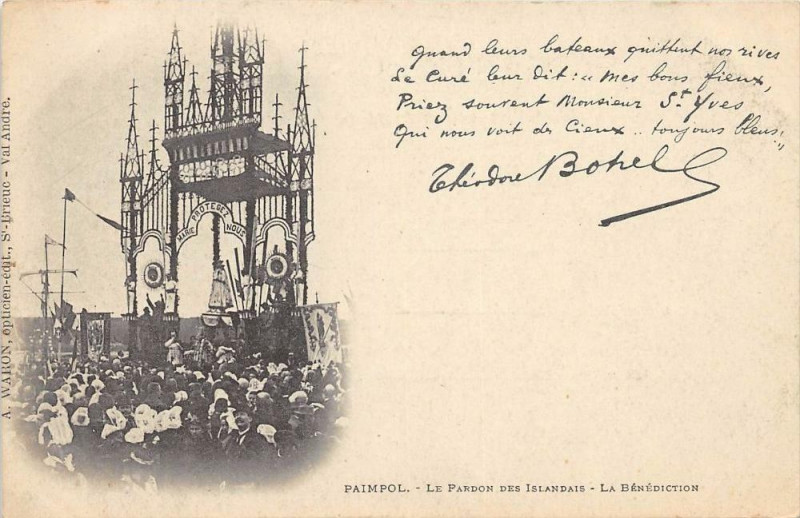 Carte postale ancienne Paimpol Le Pardon Des Islandais La Benediction (dos non divisé) à Paimpol
