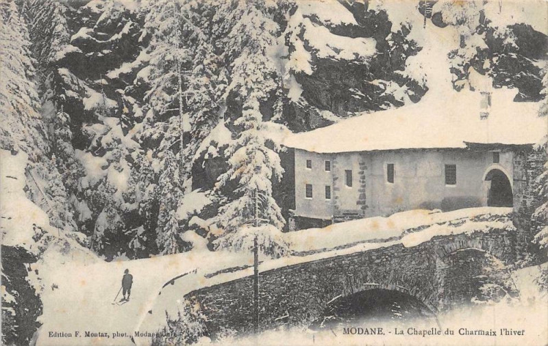 Carte postale ancienne Modane La Chapelle Du Charmaix L'Hiver à Modane