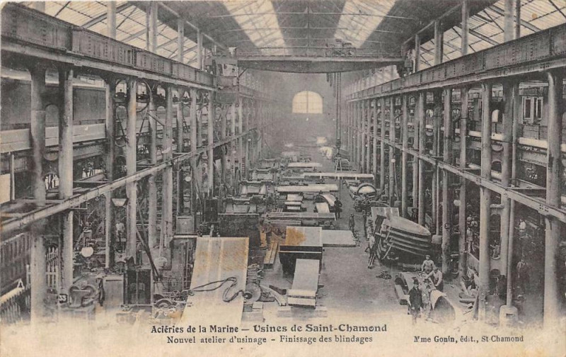 Carte postale ancienne Acieries De La Marine Usines De Saint Chamond Nouvel Atelier D´USINAGE Fi à Saint-Chamond
