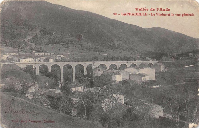Carte postale ancienne Lapradelle Le Viaduc Et Vue Generale à Puilaurens