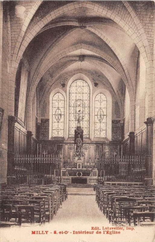 Carte postale ancienne Milly Interieur De L'Eglise