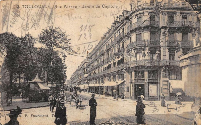 Carte postale ancienne Toulouse Rue Alsace Jardin Du Capitole à Toulouse