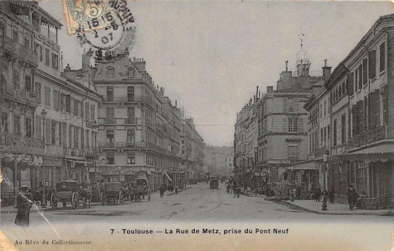 Carte postale ancienne Toulouse Rue De Metz Prise Du Pont Neuf (cpa émaillée à Toulouse