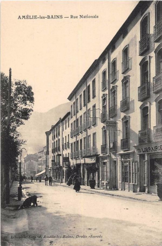 Carte postale ancienne Amelie Les Bains Rue Nationale