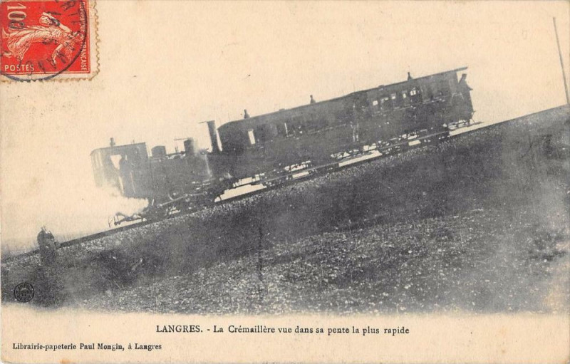 Carte postale ancienne Langres La Cremaillere Vue Dans Sa Pente La Plus Rapide à Langres