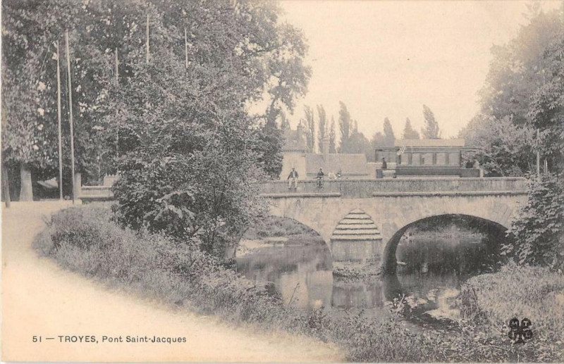 Carte postale ancienne Troyes Pont Saint Jacques (dos non divisé) à Troyes