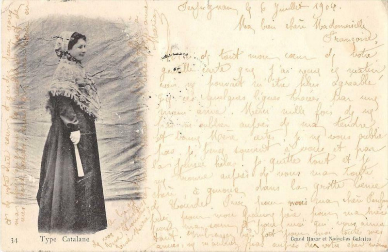Carte postale ancienne Type Catalane (dos non divisé)
