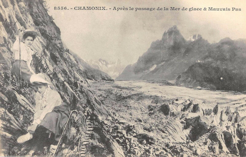 Carte postale ancienne Chamonix Apres Le Passage De La Mer De Glace Et Mauvais Pas