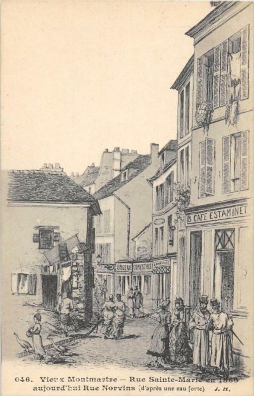 Carte postale ancienne Vieux-Montmartre - Rue Sainte-Marie en 1860 à Paris 18e