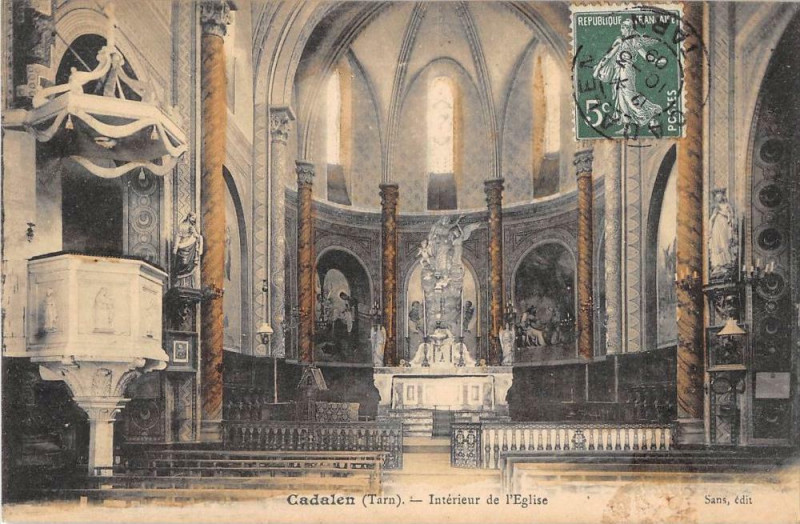Carte postale ancienne Cadalen Interieur De L'Eglise à Cadalen