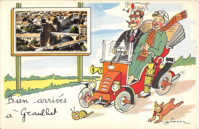 Carte postale ancienne Bien Arrives A Graulhet à Graulhet