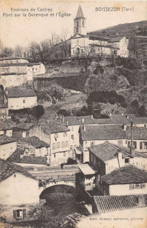 Carte postale ancienne Boissezon Environs De Castres Pont Sur La Durenque Eglise à Boissezon