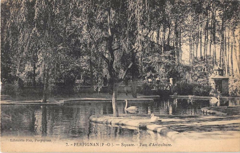 Carte postale ancienne Perpignan Square Parc D'Aviculture à Perpignan
