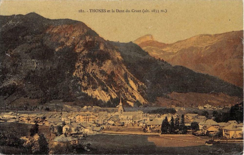 Carte postale ancienne Thones Et La Dent Du Cruet (cpa glacée à Thônes