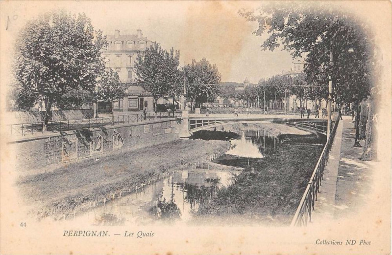 Carte postale ancienne Perpignan Les Quais  (dos non divisé) à Perpignan