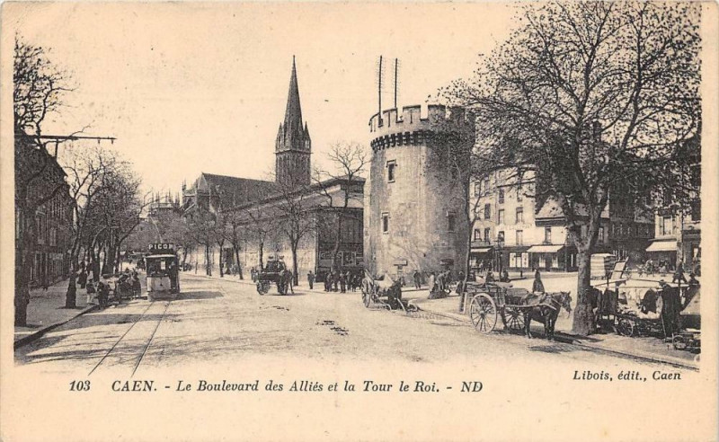 Carte postale ancienne Caen Le Boulevard Des Allies à Caen